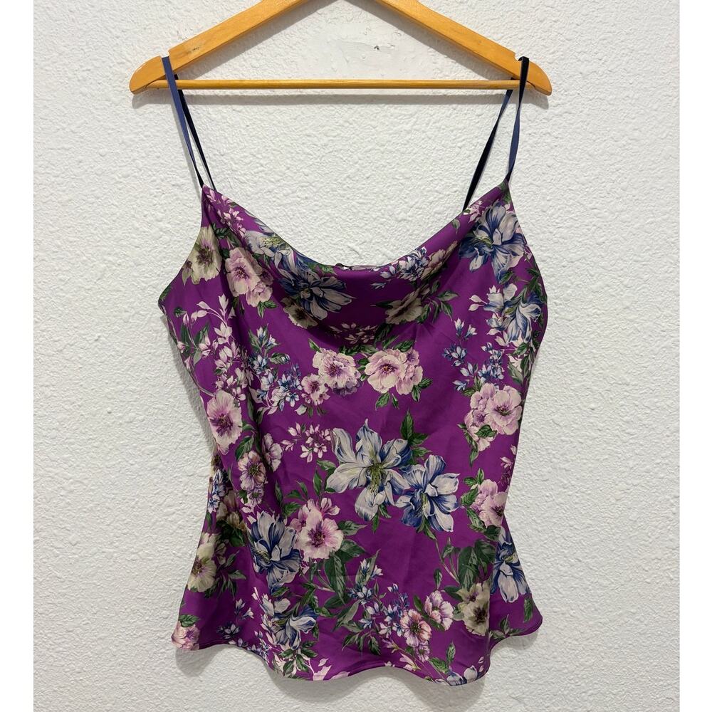 NWOT Zara Floral Camisole Cami Satin Purple Boho Glam Fairy Tank Top